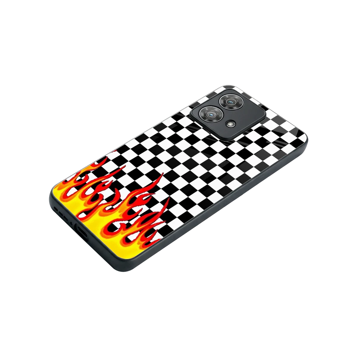 Check Fire stylish phone case for motorola edge 40 neo 5g | glossy glass and slim fit