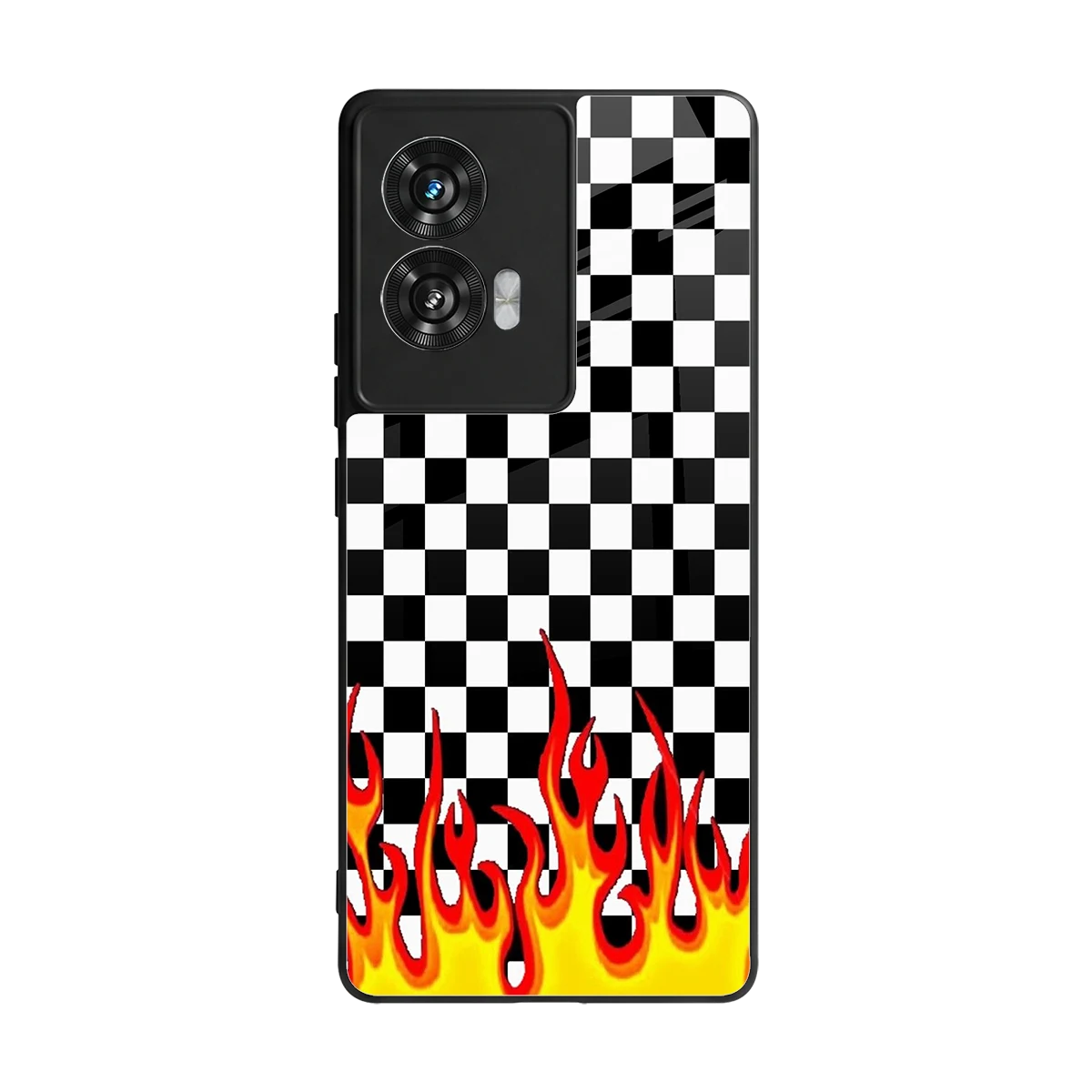 Check Fire back phone cover | glass case for motorola edge 50 fusion