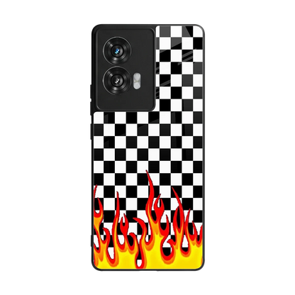 Check Fire back phone cover | glass case for motorola edge 50 fusion