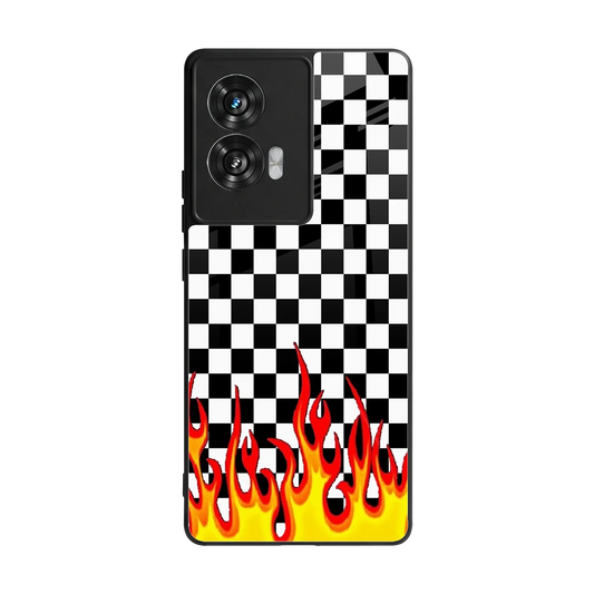 Check Fire back phone cover | glass case for motorola edge 50 fusion