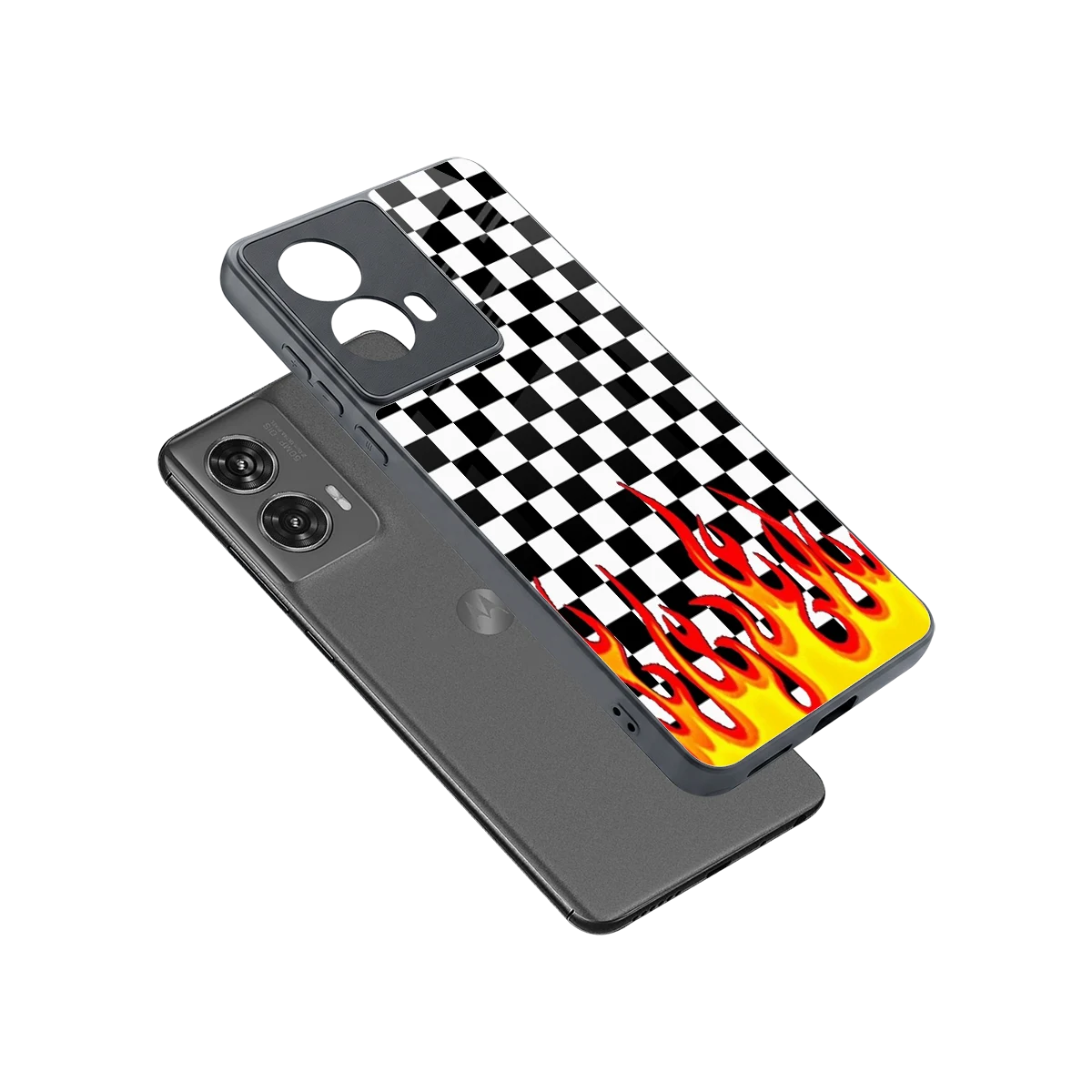 Check Fire sleek motorola edge 50 fusion cover with tempered glass back and TPU edges