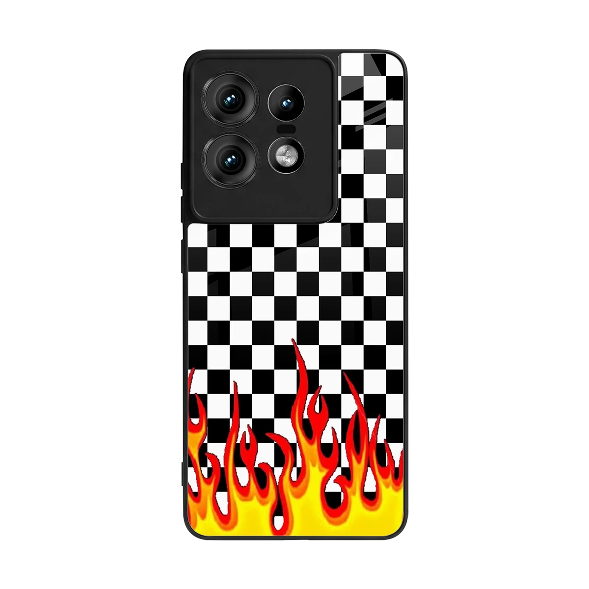 Check Fire back phone cover | glass case for motorola edge 50 pro