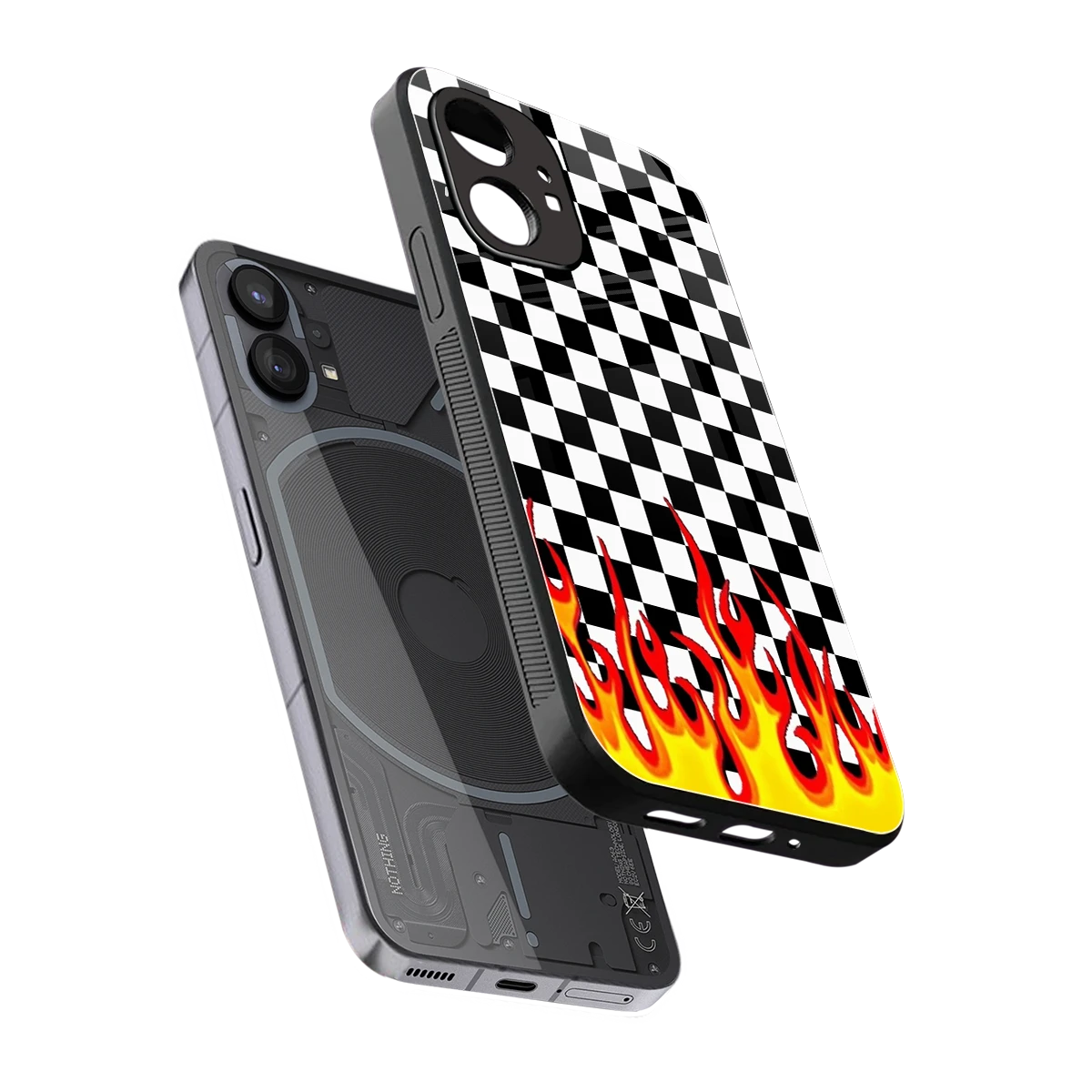 Check Fire sleek nothing phone 1 cover with tempered glass back and TPU edges