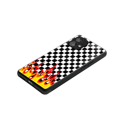Check Fire stylish phone case for nothing phone 1 | glossy glass and slim fit