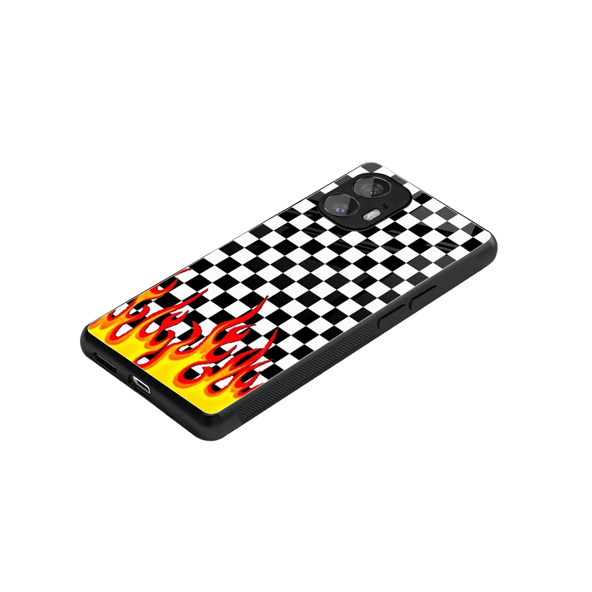 Check Fire stylish phone case for nothing phone 2 | glossy glass and slim fit