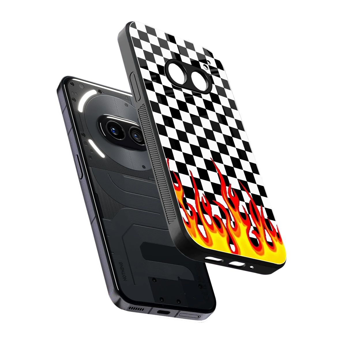 Check Fire sleek nothing phone 2a cover with tempered glass back and TPU edges