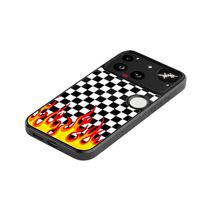 Check Fire stylish phone case for nothing phone 3 | glossy glass and slim fit