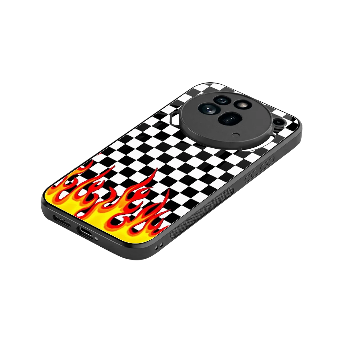 Check Fire stylish phone case for nothing phone 3a pro | glossy glass and slim fit