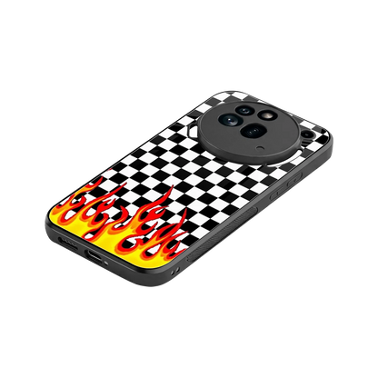 Check Fire stylish phone case for nothing phone 3a pro | glossy glass and slim fit
