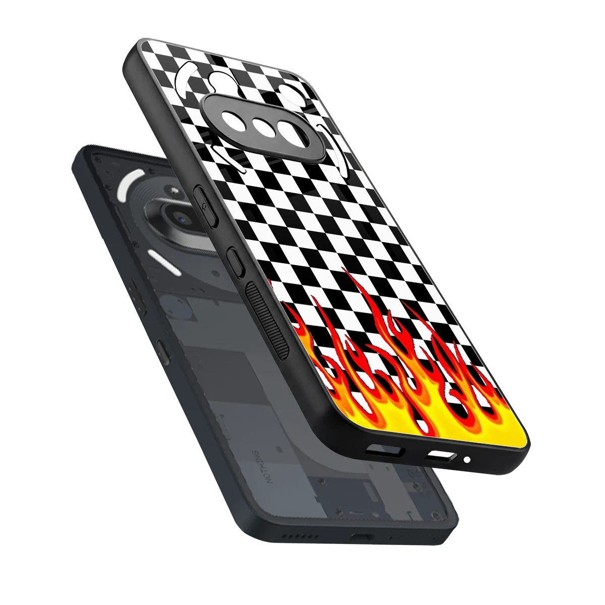 Check Fire sleek nothing phone 3a cover with tempered glass back and TPU edges