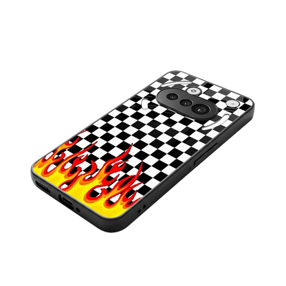Check Fire stylish phone case for nothing phone 3a | glossy glass and slim fit