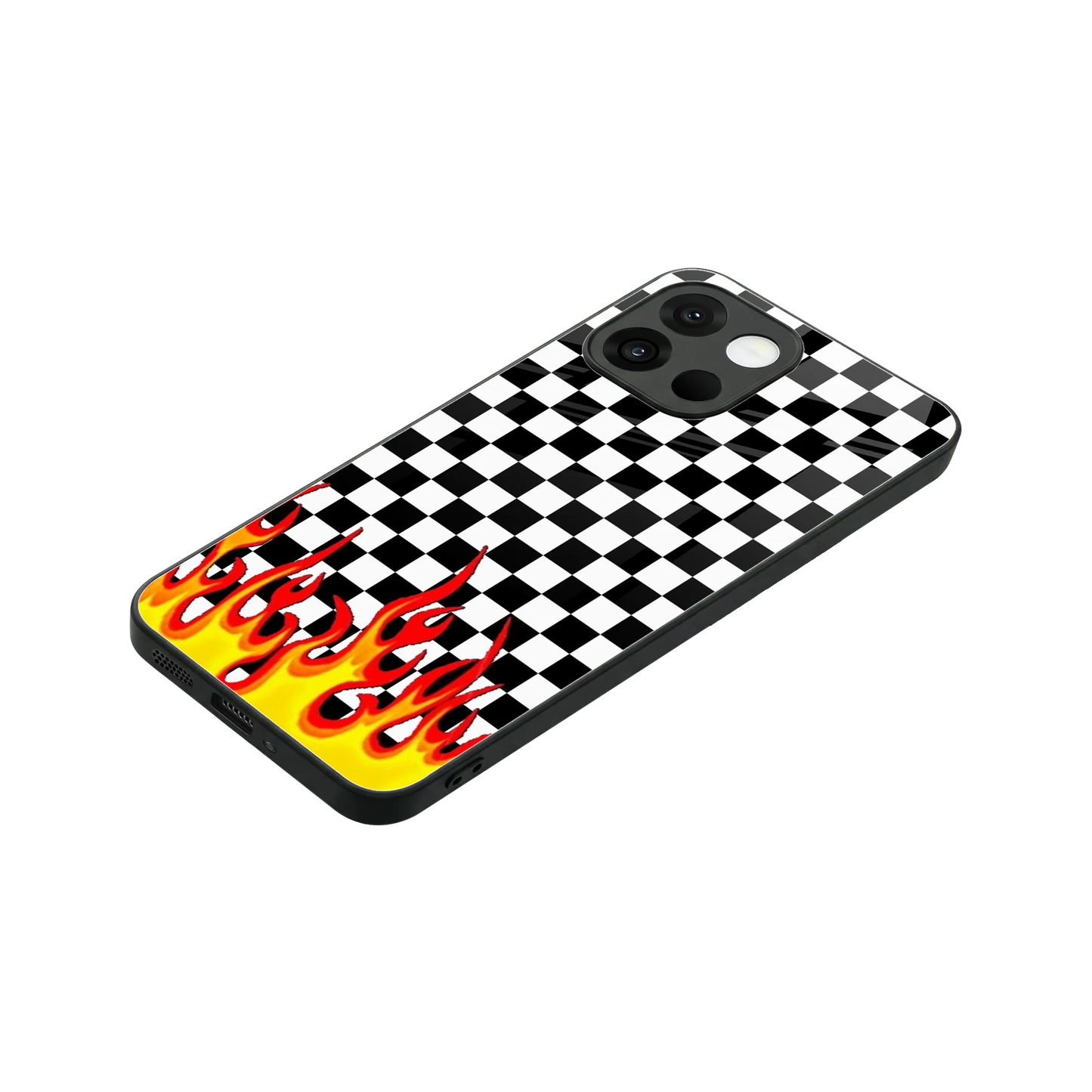 Check Fire stylish phone case for oneplus 13s | glossy glass and slim fit