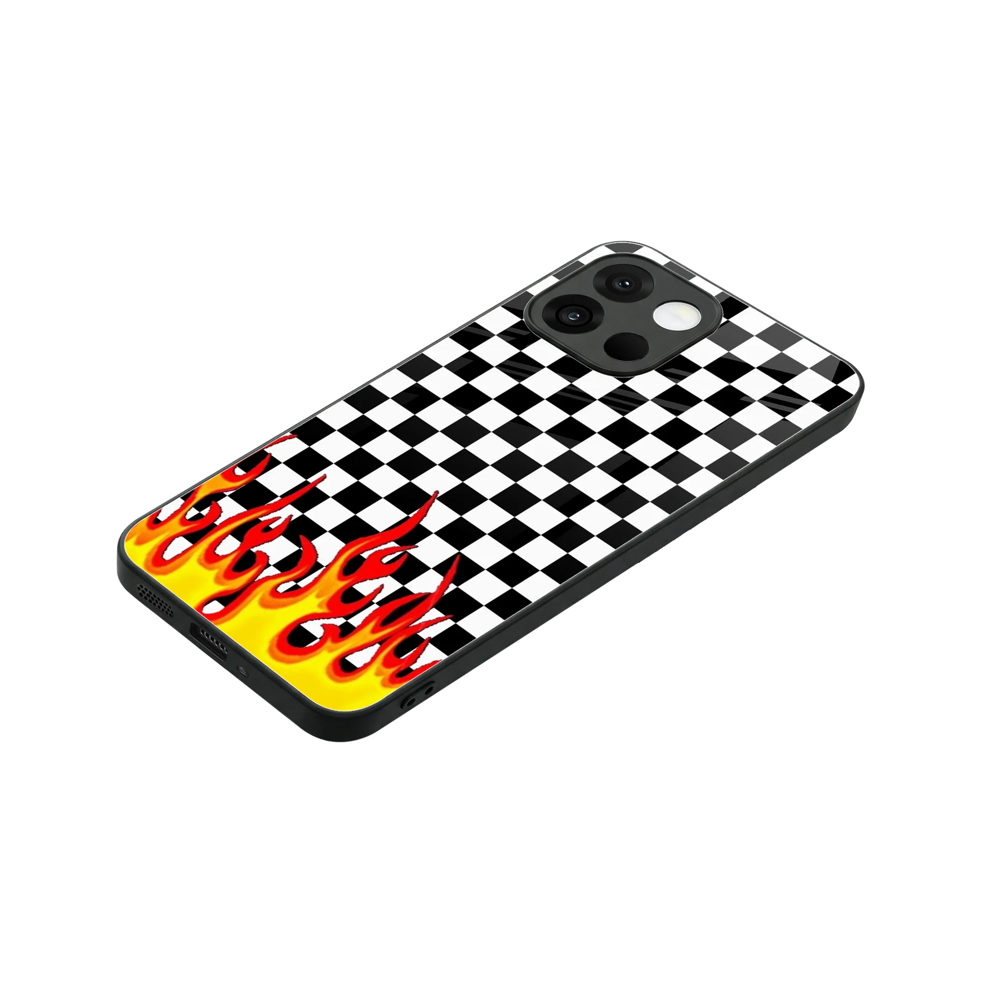 Check Fire stylish phone case for oneplus 13s | glossy glass and slim fit