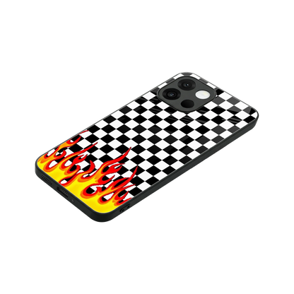 Check Fire stylish phone case for oneplus 13s | glossy glass and slim fit