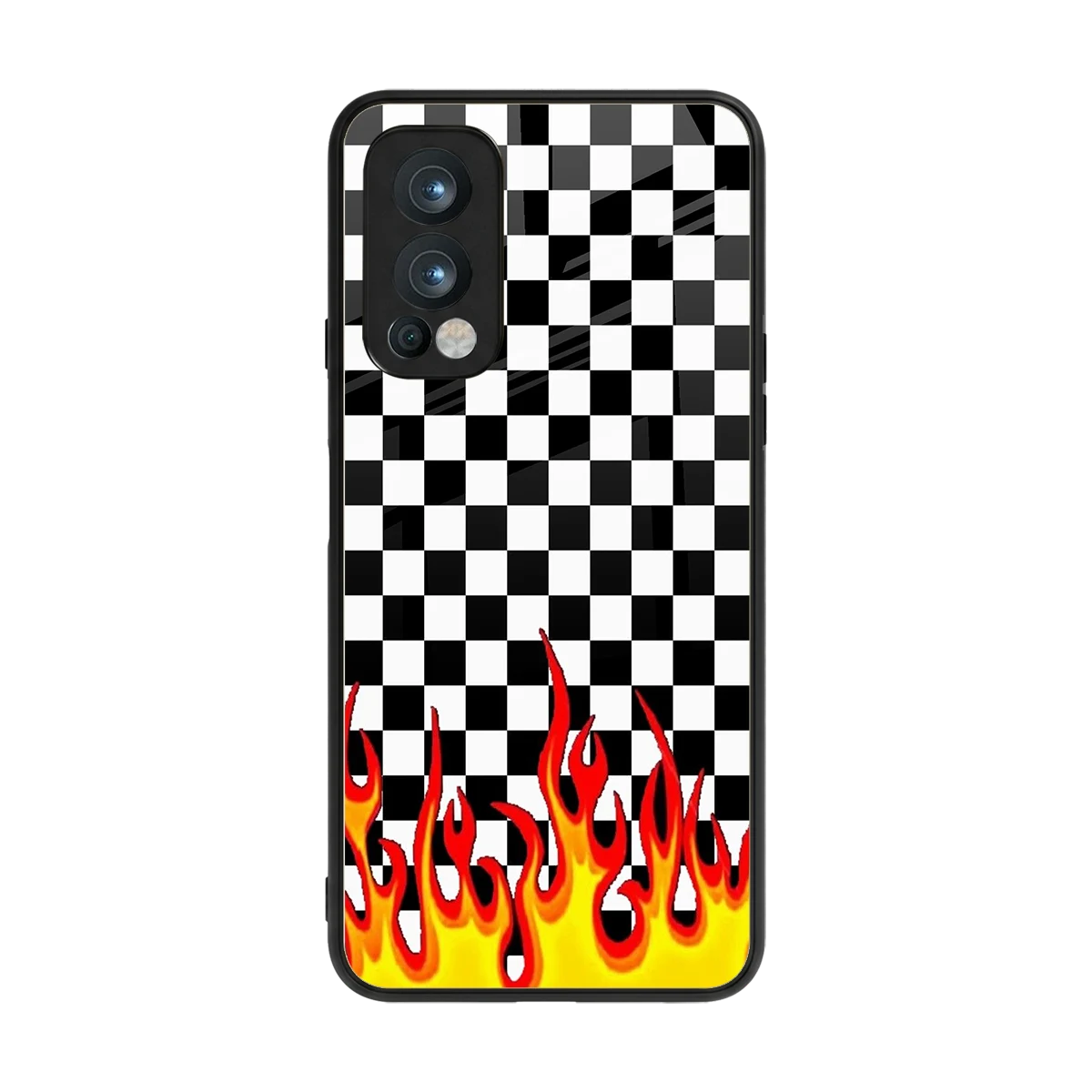 Check Fire back phone cover | glass case for oneplus nord 2