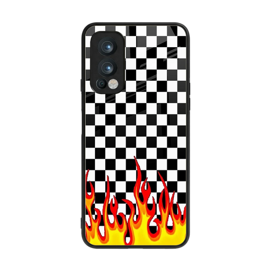 Check Fire back phone cover | glass case for oneplus nord 2