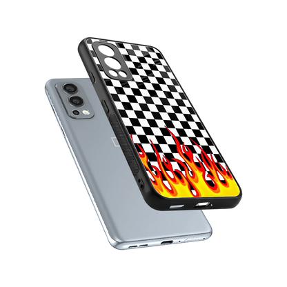 Check Fire sleek oneplus nord 2 cover with tempered glass back and TPU edges