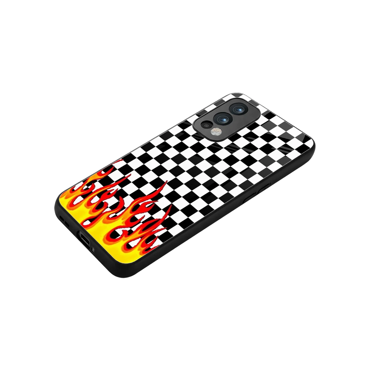 Check Fire stylish phone case for oneplus nord 2 | glossy glass and slim fit