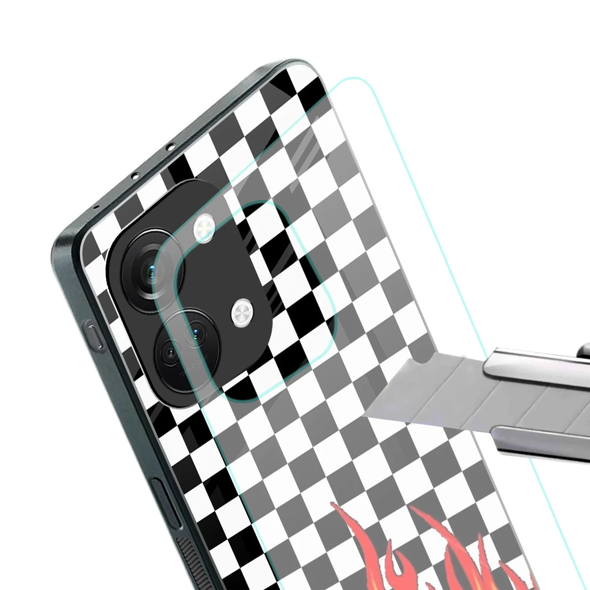 Check Fire stylish phone case for oneplus nord 3 | glossy glass and slim fit