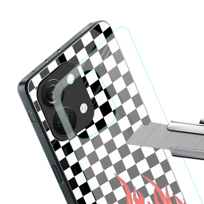 Check Fire stylish phone case for oneplus nord 3 | glossy glass and slim fit