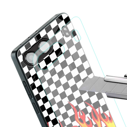 Check Fire stylish phone case for oneplus nord 4 | glossy glass and slim fit