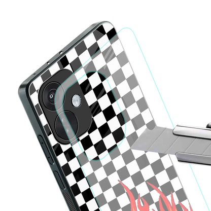 Check Fire stylish phone case for oneplus nord ce 3 | glossy glass and slim fit