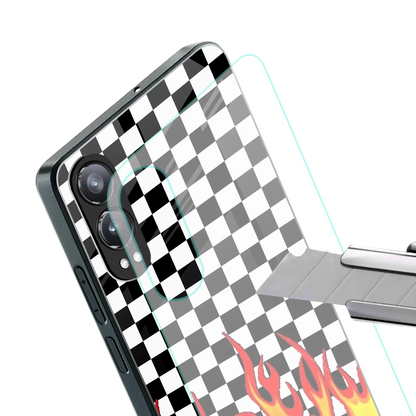 Check Fire stylish phone case for oneplus nord ce 4 lite | glossy glass and slim fit