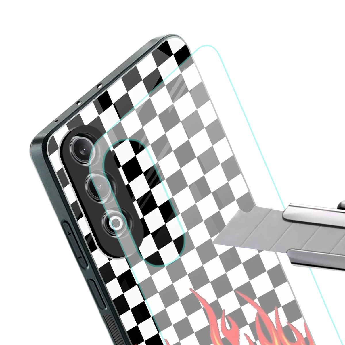 Check Fire stylish phone case for oneplus nord ce 4 | glossy glass and slim fit