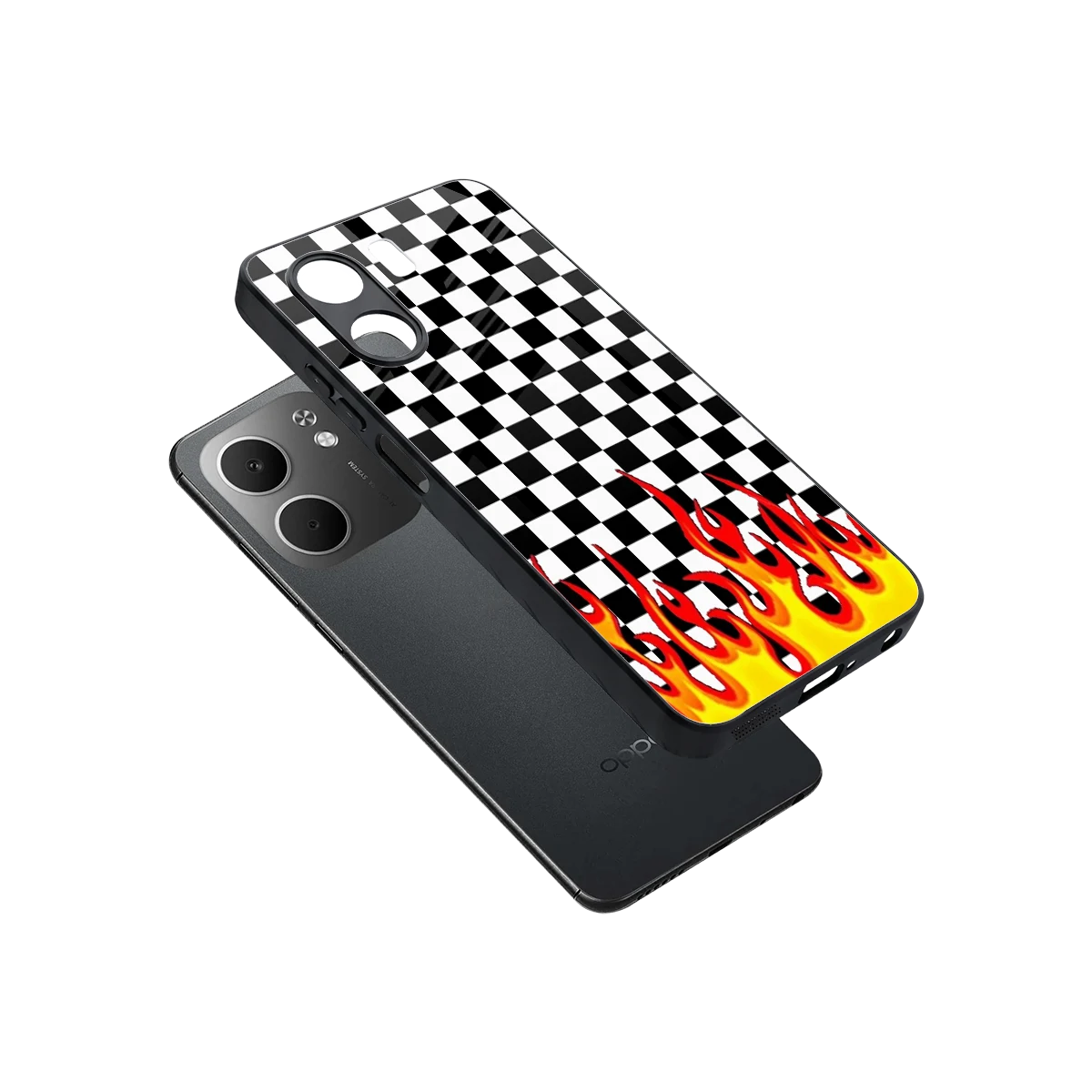 Check Fire sleek oppo a5x 5g cover with tempered glass back and TPU edges