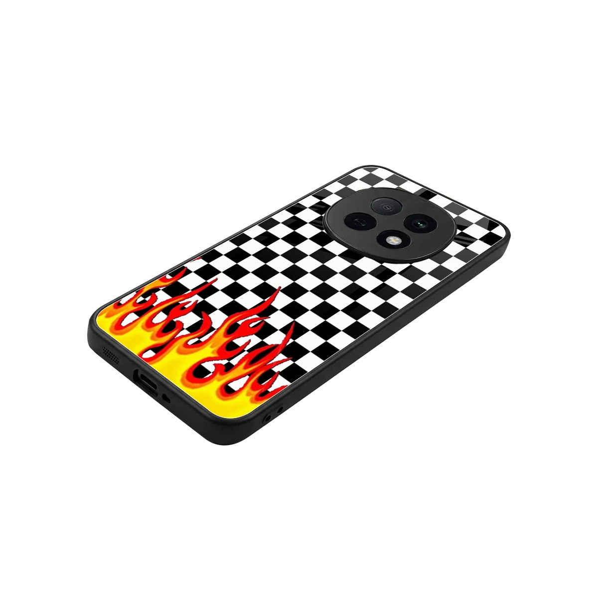 Check Fire stylish phone case for oppo f29 pro 5g | glossy glass and slim fit