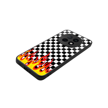 Check Fire stylish phone case for oppo f29 pro 5g | glossy glass and slim fit