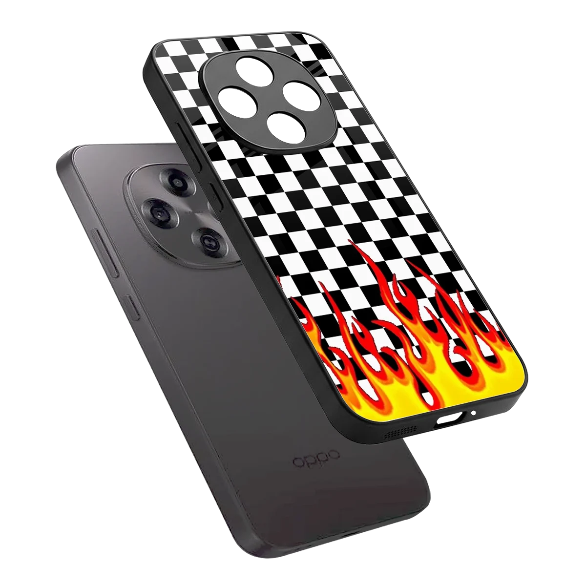 Check Fire sleek oppo f31 pro 5g cover with tempered glass back and TPU edges