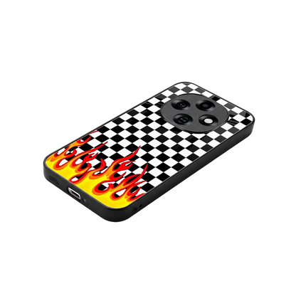 Check Fire stylish phone case for oppo f31 pro 5g | glossy glass and slim fit