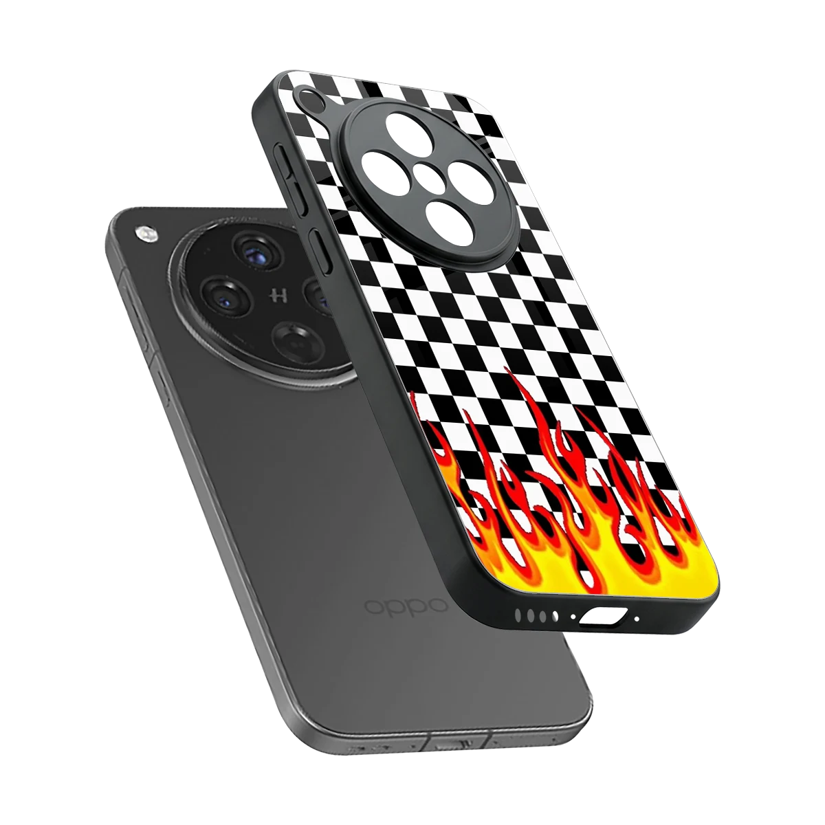 Check Fire sleek oppo find x8 cover with tempered glass back and TPU edges