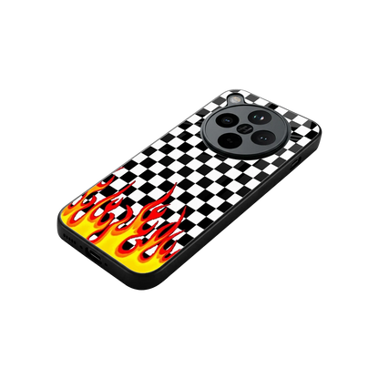Check Fire stylish phone case for oppo find x8 | glossy glass and slim fit