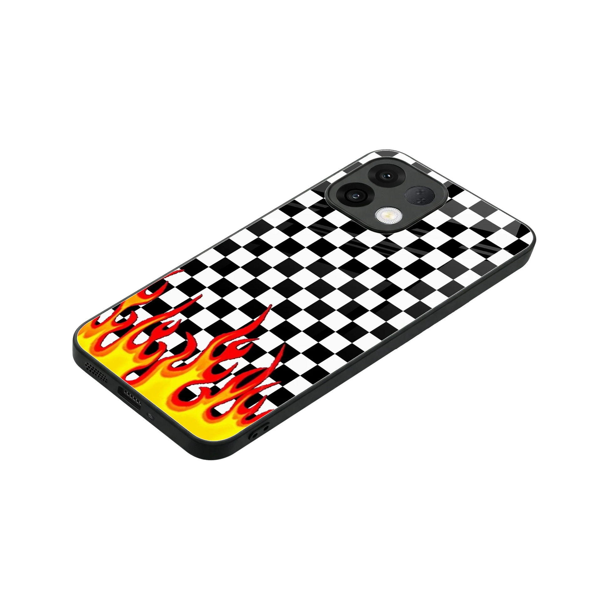 Check Fire stylish phone case for oppo k13 5g | glossy glass and slim fit