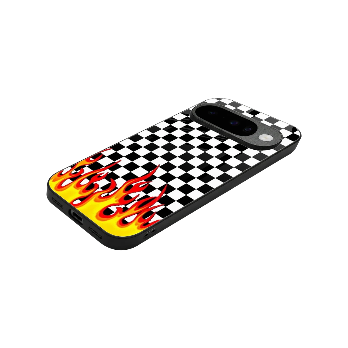 Check Fire stylish phone case for google pixel 10 | glossy glass and slim fit
