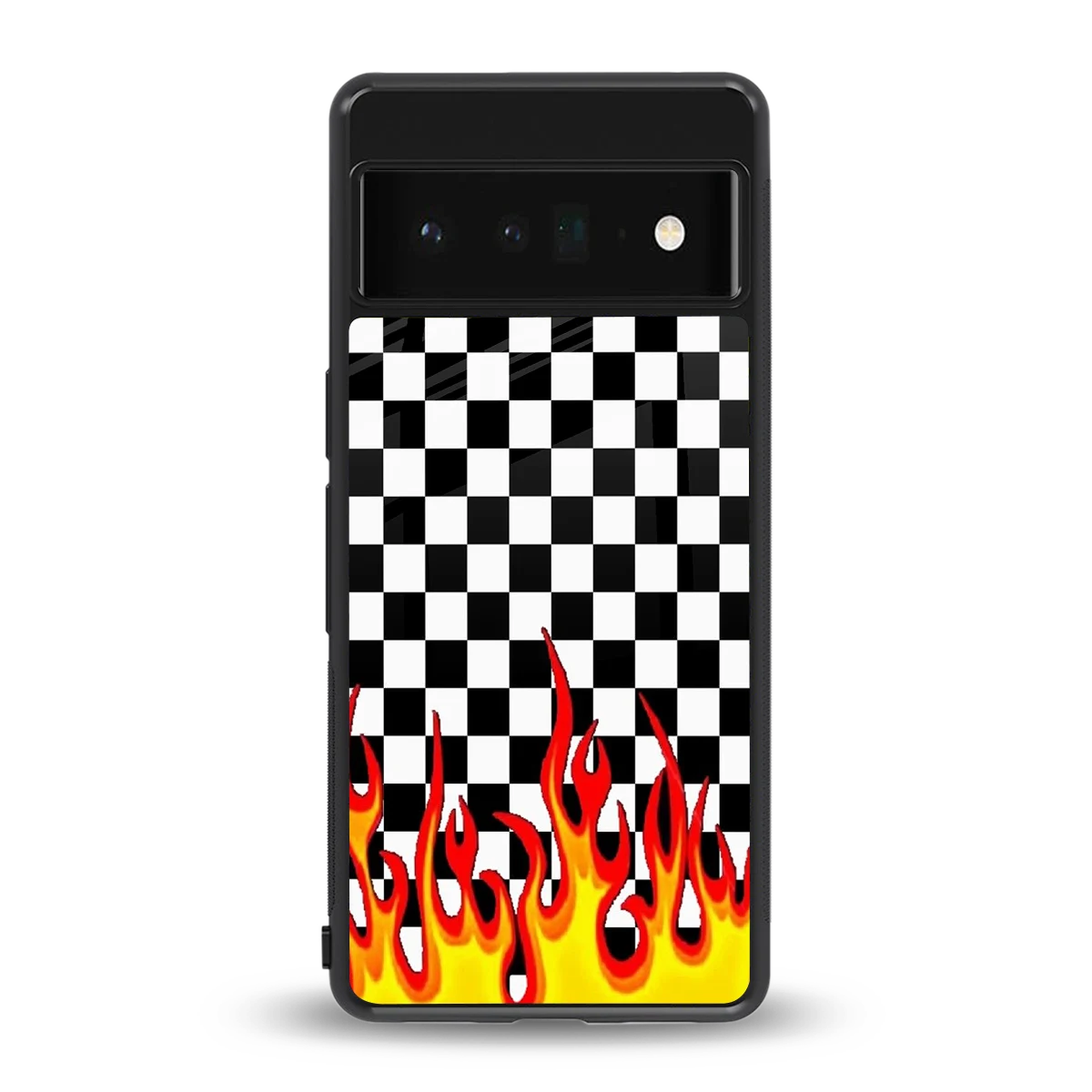 Check Fire back phone cover | glass case for google pixel 6 pro