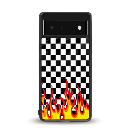 Check Fire back phone cover | glass case for google pixel 6