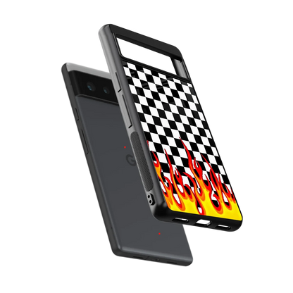 Check Fire sleek google pixel 6a cover with tempered glass back and TPU edges