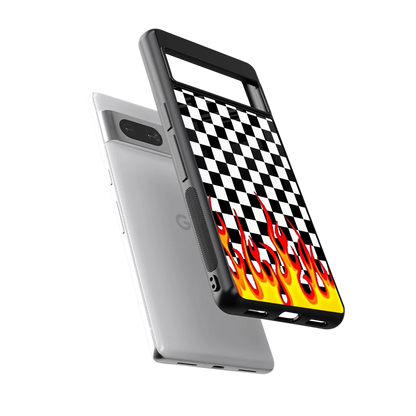 Check Fire sleek google pixel 7a cover with tempered glass back and TPU edges