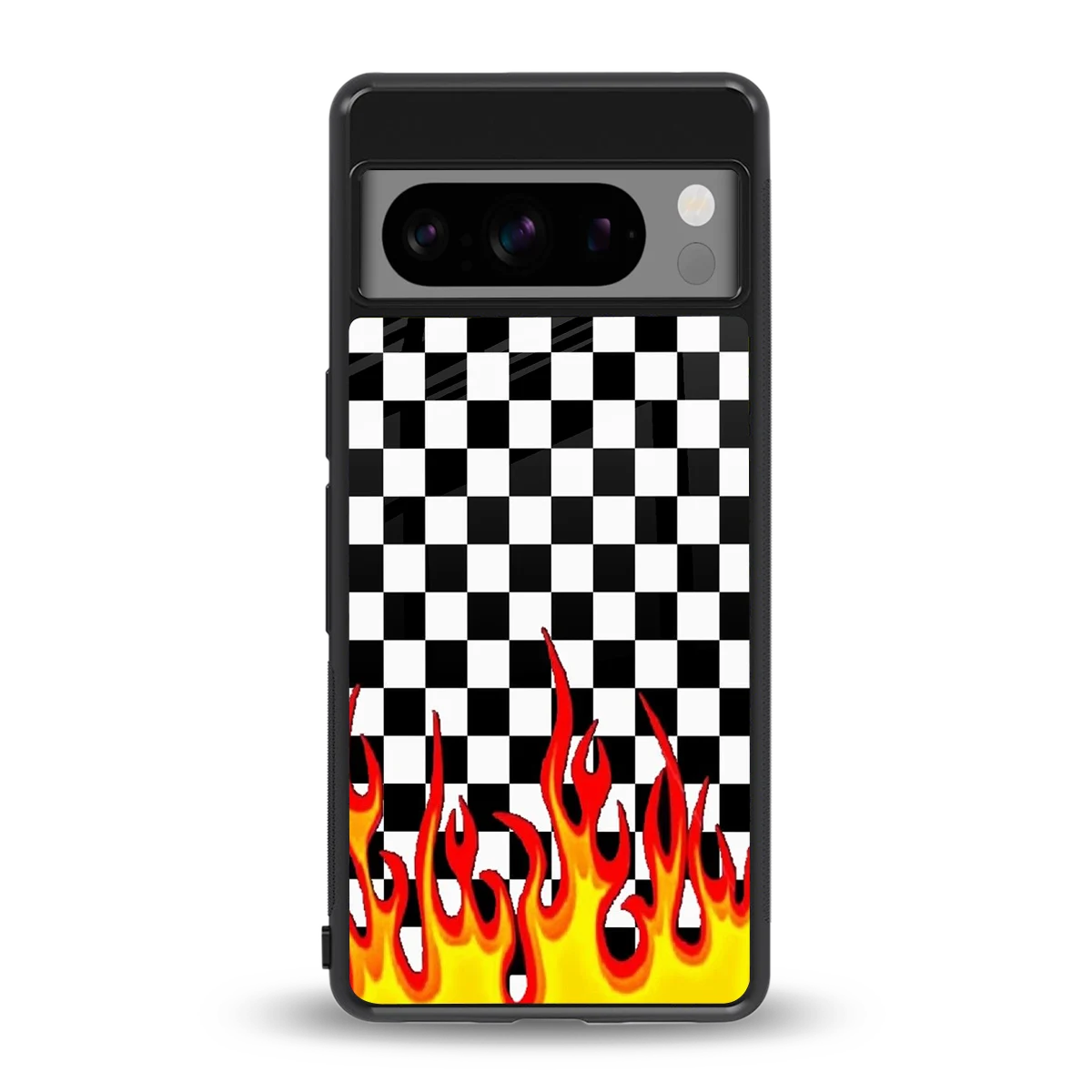 Check Fire back phone cover | glass case for google pixel 8 pro