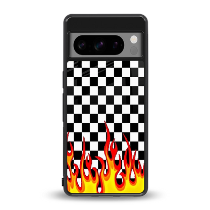 Check Fire back phone cover | glass case for google pixel 8 pro