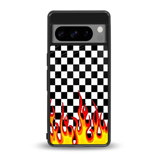 Check Fire back phone cover | glass case for google pixel 8 pro