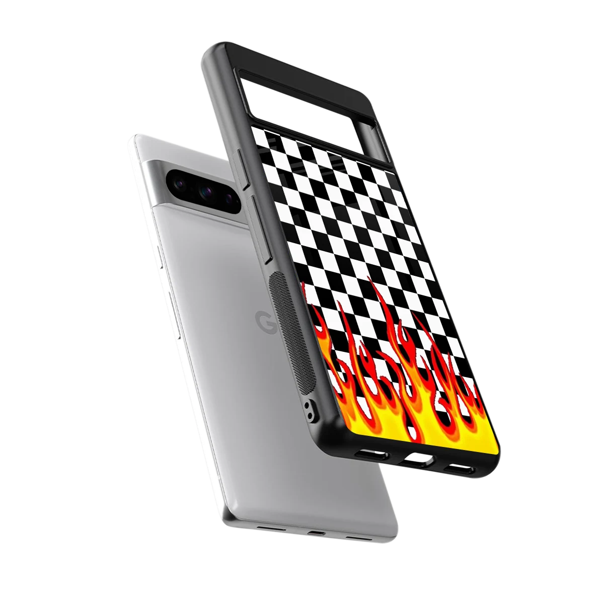 Check Fire sleek google pixel 8 pro cover with tempered glass back and TPU edges