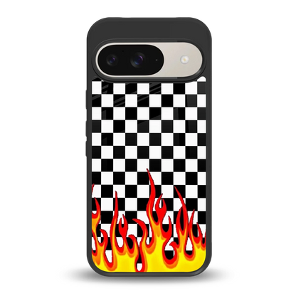 Check Fire back phone cover | glass case for google pixel 9