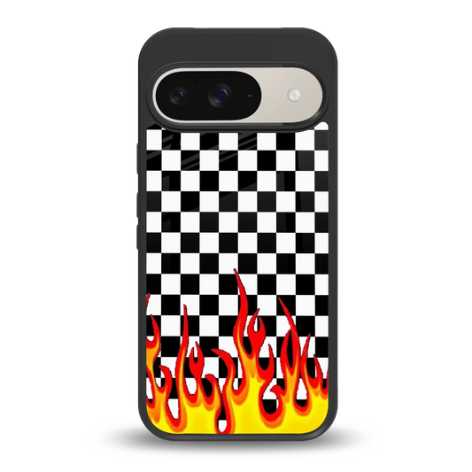Check Fire back phone cover | glass case for google pixel 9
