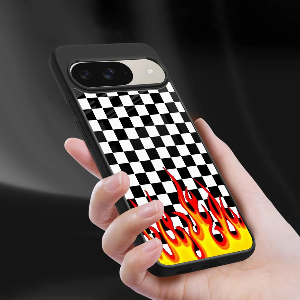 Check Fire sleek google pixel 9 cover with tempered glass back and TPU edges