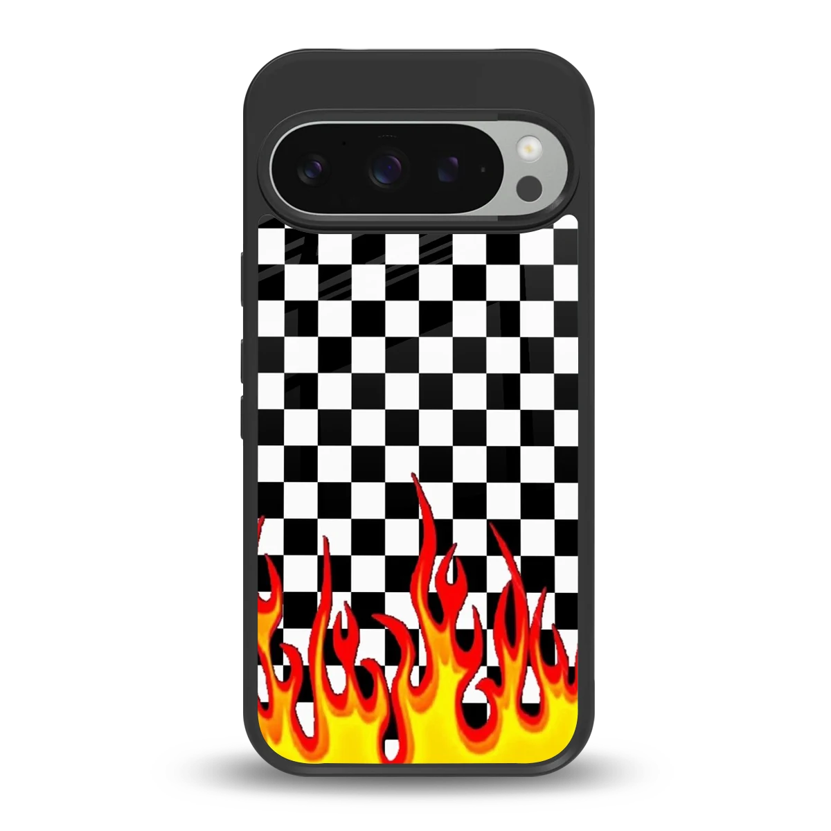 Check Fire back phone cover | glass case for google pixel 9 pro xl