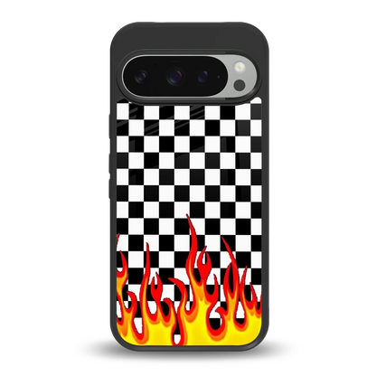 Check Fire back phone cover | glass case for google pixel 9 pro xl